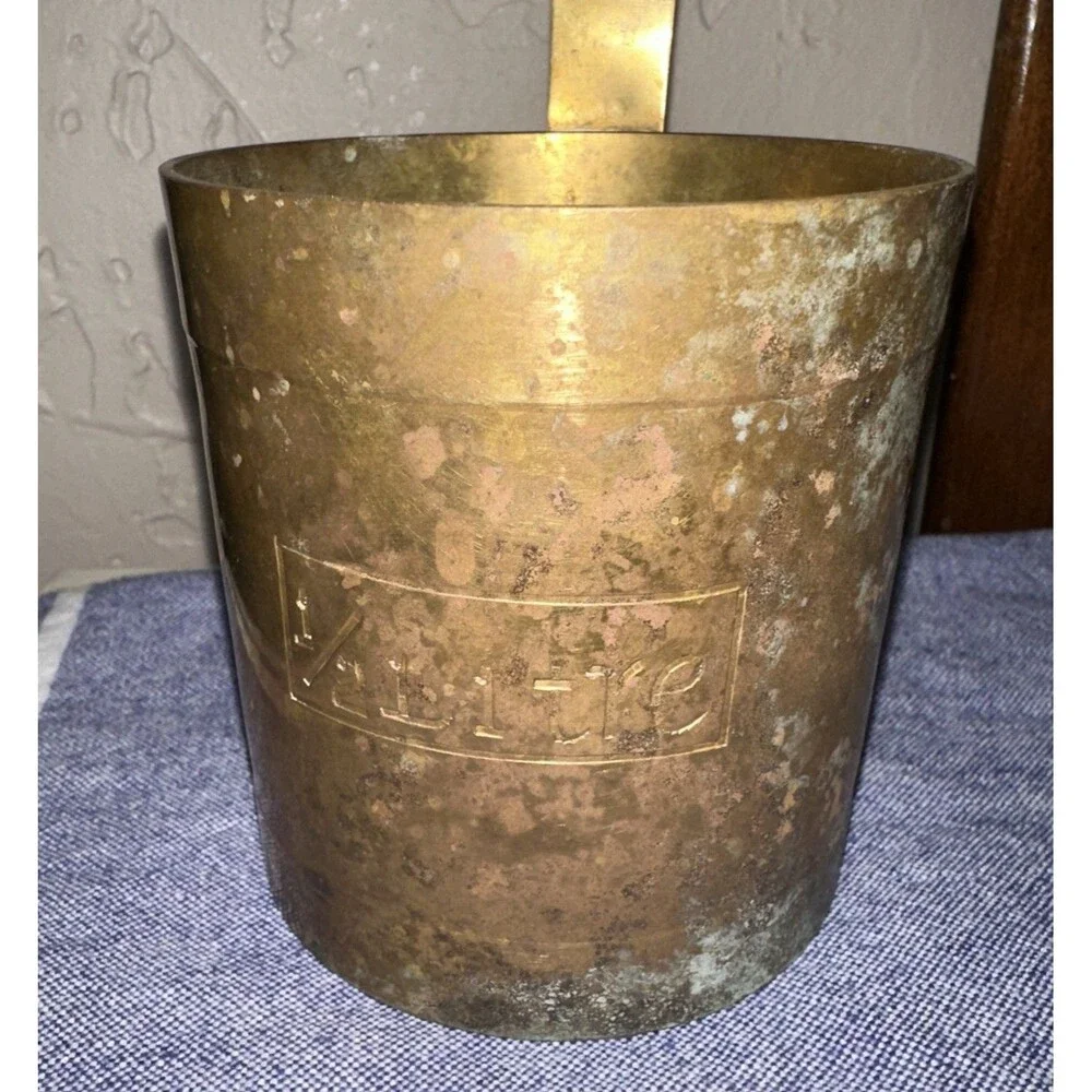 Antique French set of Brass Measuring Cups set of 6- From 1/2L to 1cl